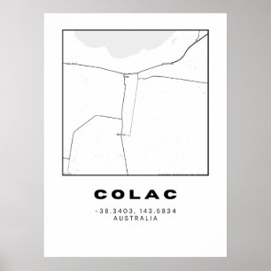 Minimalistische Colac-Karte mit Koordinaten Poster