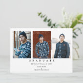 Minimalistische Collage 3 Fotos Graduate Abschluss Einladung (Stehend Vorderseite)