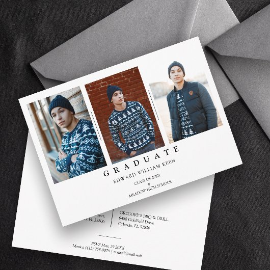 Minimalistische Collage 3 Fotos Graduate Abschluss Einladung
