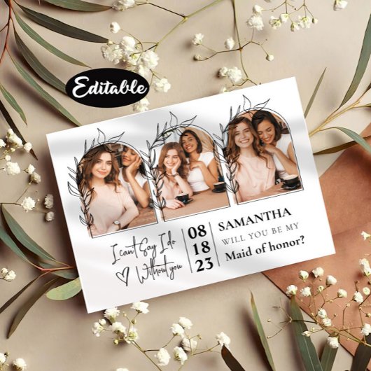 Minimalistische Collage Bridesmaid-Vorschlagskarte Einladung
