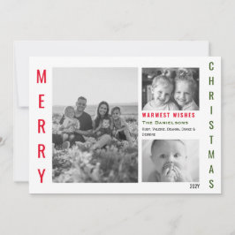 Minimalistische Collage des Rot- und Grün-Pops Feiertagskarte