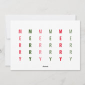 Minimalistische Collage des Rot- und Grün-Pops Feiertagskarte (Rückseite)