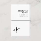 Minimalistische Coole Schwarz-weiße Schere Haarste Visitenkarte (Vorderseite)