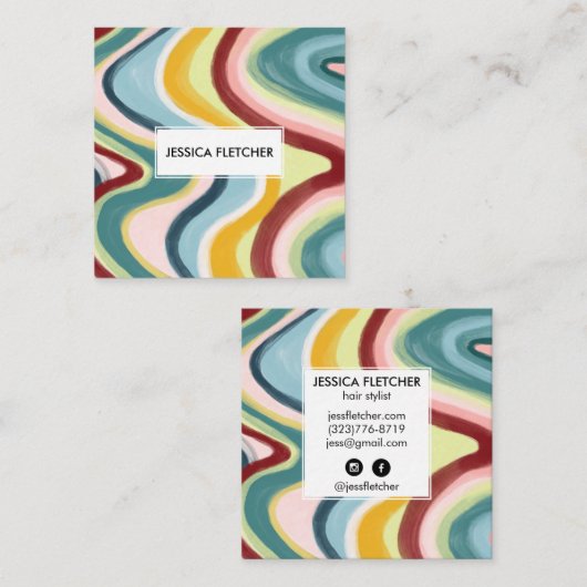 Minimalistische Coole Streifen Quadratische Visitenkarte (Vorne/Hinten)