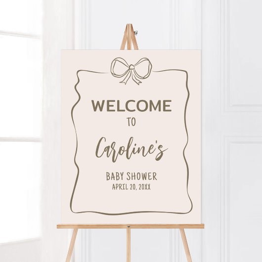 Minimalistische Coquette Baby Dusche Empfang Poster