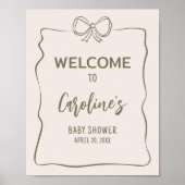 Minimalistische Coquette Baby Dusche Empfang Poster (Vorne)