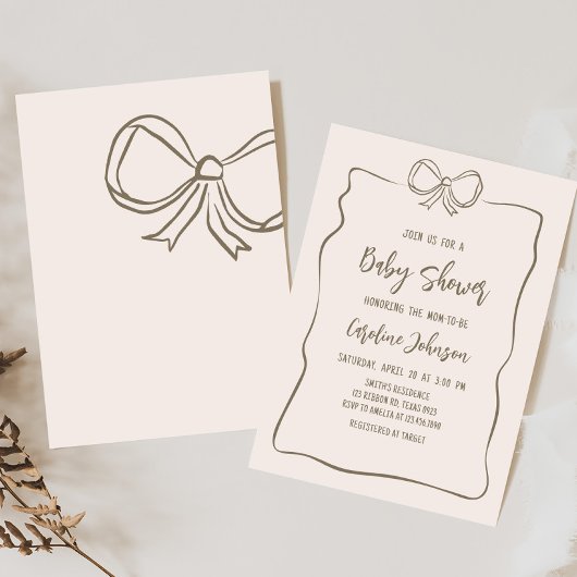 Minimalistische Coquette Babydusche Einladung