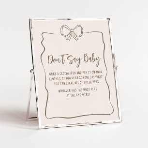 Minimalistische Coquette Babydusche Sprich nicht B Poster