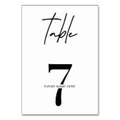 Minimalistische Corporate Event Gala Night Tischnu Tischnummer (Vorderseite)