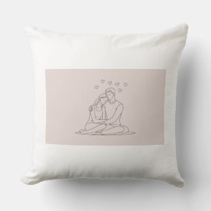 Minimalistische Couple Line Art Pillow - Head on S Kissen