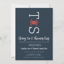 Minimalistische Crab Broil Typografy Wedding Einladung