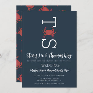 Minimalistische Crab Broil Typografy Wedding Einladung
