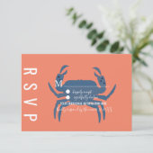 Minimalistische Crab Typografy Wedding RSVP Einladung (Stehend Vorderseite)