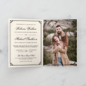 Minimalistische Cream QR-Code-Hochzeit mit Foto Einladung (Innenseite)