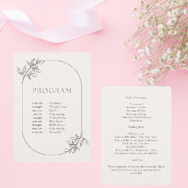 Minimalistische Cream Wedding Programm