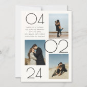 Minimalistische Creme 3 Foto Hochzeit speichern Da Magneteinladung (Vorderseite)