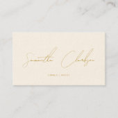 Minimalistische Creme Beige mit handgeschriebenem  Visitenkarte (Vorderseite)