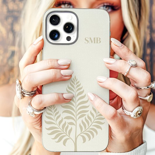 Minimalistische Creme Botanische Monogramm Case-Mate iPhone Hülle