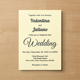 Minimalistische Creme-Hochzeit mit Schiefertext Einladung