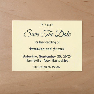 Minimalistische Creme-Hochzeit mit Schiefertext Save The Date