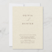 Minimalistische Creme Imitate Linen Wedding Einladung (Vorderseite)