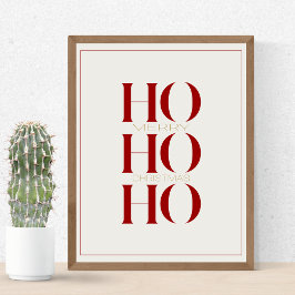 Minimalistische Crimson Red "HO HO HO" Grafikmauer Poster