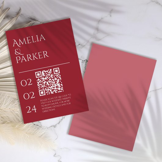 Minimalistische Crimson Red Wedding Card Begleitkarte