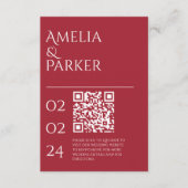 Minimalistische Crimson Red Wedding Card Begleitkarte (Vorderseite)