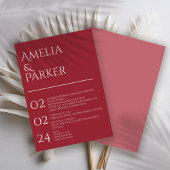 Minimalistische Crimson Red Wedding Einladung