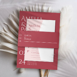 Minimalistische Crimson Red Wedding Einladung Einladungsbanderole