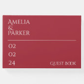 Minimalistische Crimson Red Wedding Gästebuch (Vorderseite)