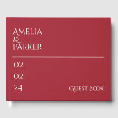 Minimalistische Crimson Red Wedding Gästebuch (Vorderseite)