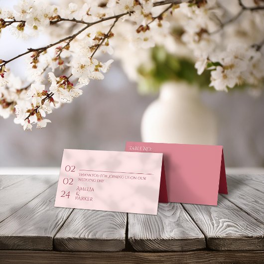 Minimalistische Crimson Red Wedding Platzkarte