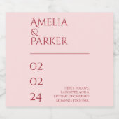 Minimalistische Crimson Red Wedding Schaumweinetikett (Einzelnes Label)