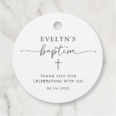 Minimalistische Cross Personalisierte Taufe Vielen Geschenkanhänger (Vorderseite)