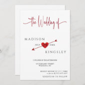 Minimalistische Cupid Arrow Herzblut Hochzeit Einladung (Vorne/Hinten)