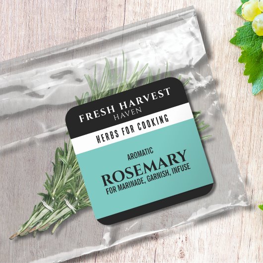 Minimalistische Cyan Herb Quadratischer Aufkleber