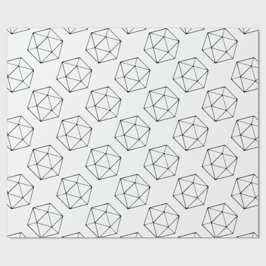 Minimalistische D20 Design Tabletop Gamer Geek Geschenkpapier (Flach)