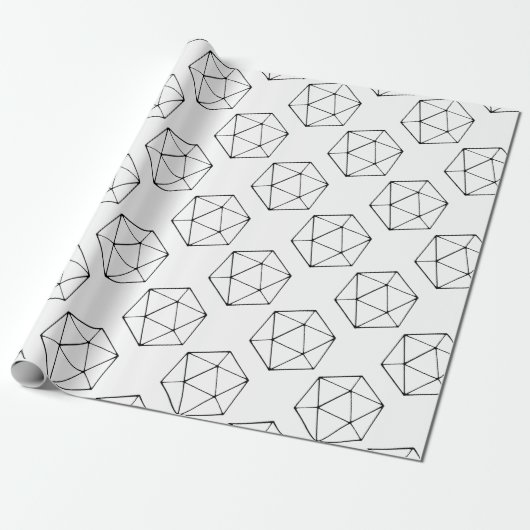 Minimalistische D20 Design Tabletop Gamer Geek Geschenkpapier (Ungerollt)