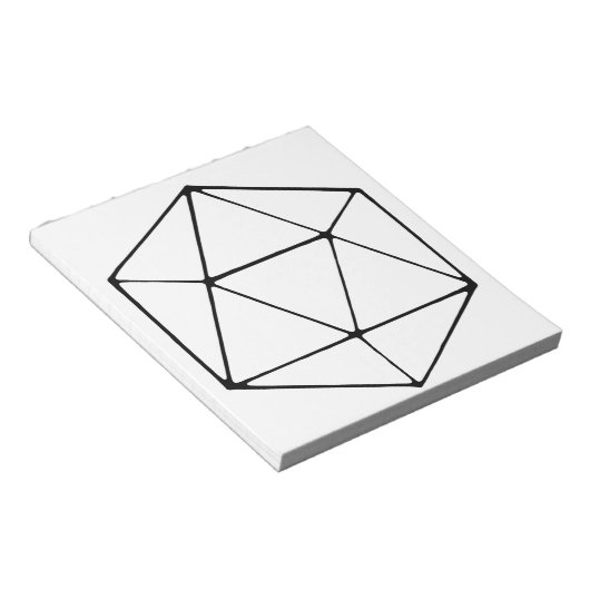 Minimalistische D20 Design Tabletop Gamer Geek Notizblock (angewinkelt)