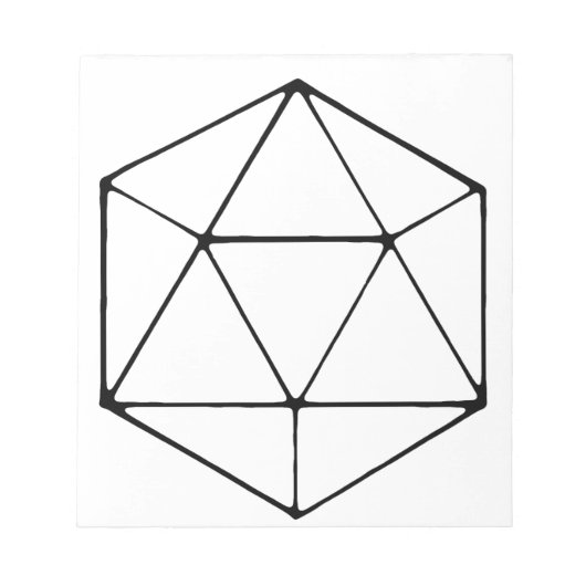 Minimalistische D20 Design Tabletop Gamer Geek Notizblock (Vorderseite)