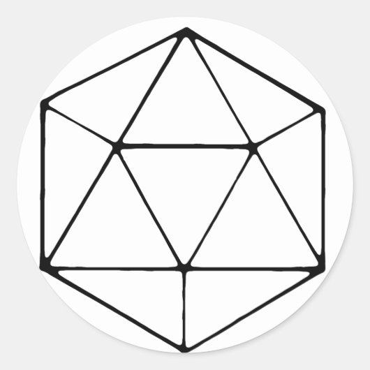 Minimalistische D20 Design Tabletop Gamer Geek Runder Aufkleber (Vorderseite)