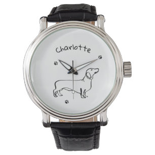 Minimalistische Dackel - Ihr Text, Ihr Stil Armbanduhr