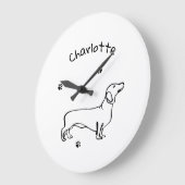 Minimalistische Dackel - Ihr Text, Ihr Stil Große Wanduhr (Winkel)