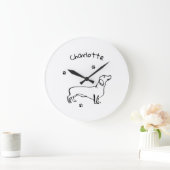 Minimalistische Dackel - Ihr Text, Ihr Stil Große Wanduhr (Zuhause)