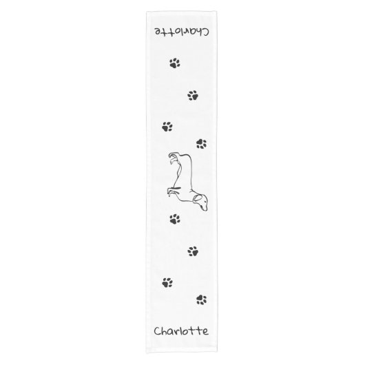 Minimalistische Dackel - Ihr Text, Ihr Stil Kurzer Tischläufer (Vorderseite)