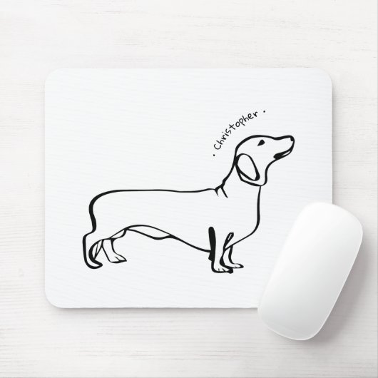 Minimalistische Dackel - Ihr Text, Ihr Stil Mousepad (Mit Mouse)