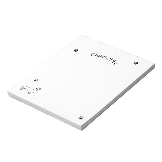 Minimalistische Dackel - Ihr Text, Ihr Stil Notizblock (Rotiert)