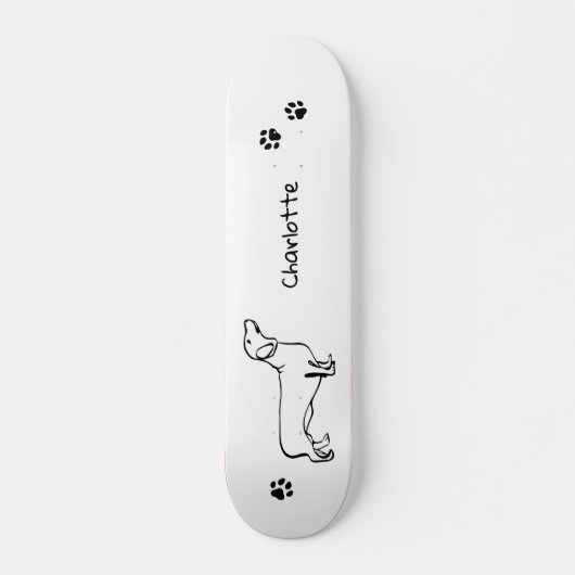 Minimalistische Dackel - Ihr Text, Ihr Stil Skateboard (Vorne)