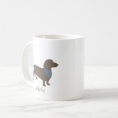 Minimalistische Dackel Silhouette mit Hundename Kaffeetasse (Vorderseite Links)